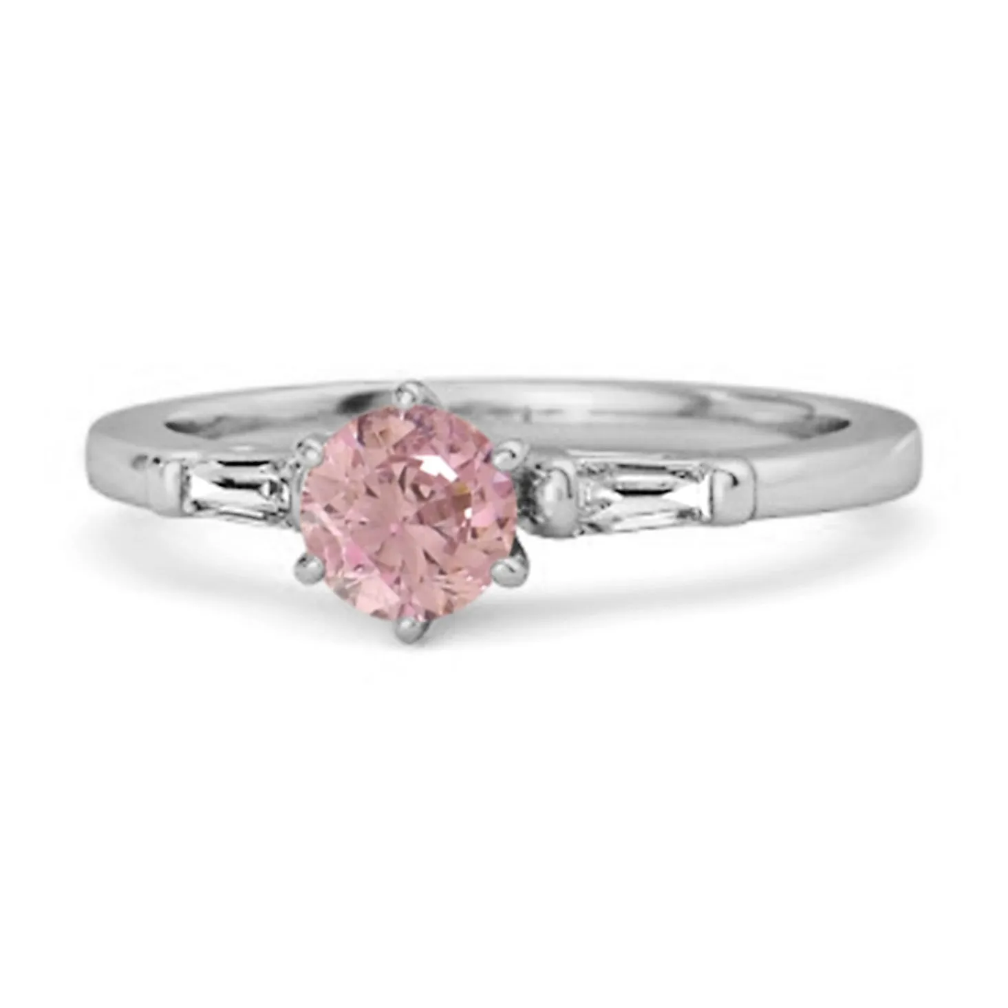 0.10 Ct Pink Zirconia 925 Sterling Silver Solitaire Anniversary Ring