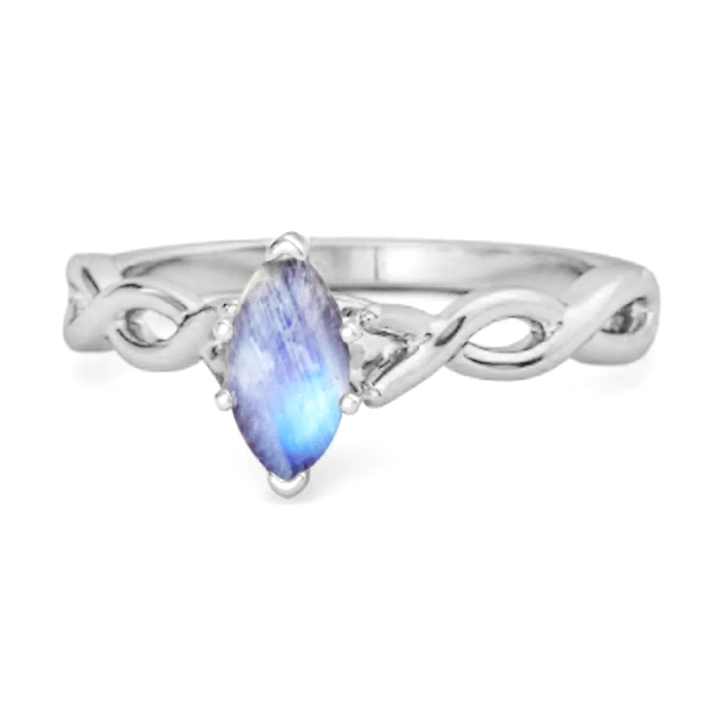 0.25 Ct Moonstone 925 Silver January Birthstone Engagement Ring