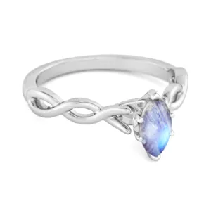 0.25 Ct Moonstone 925 Silver January Birthstone Engagement Ring