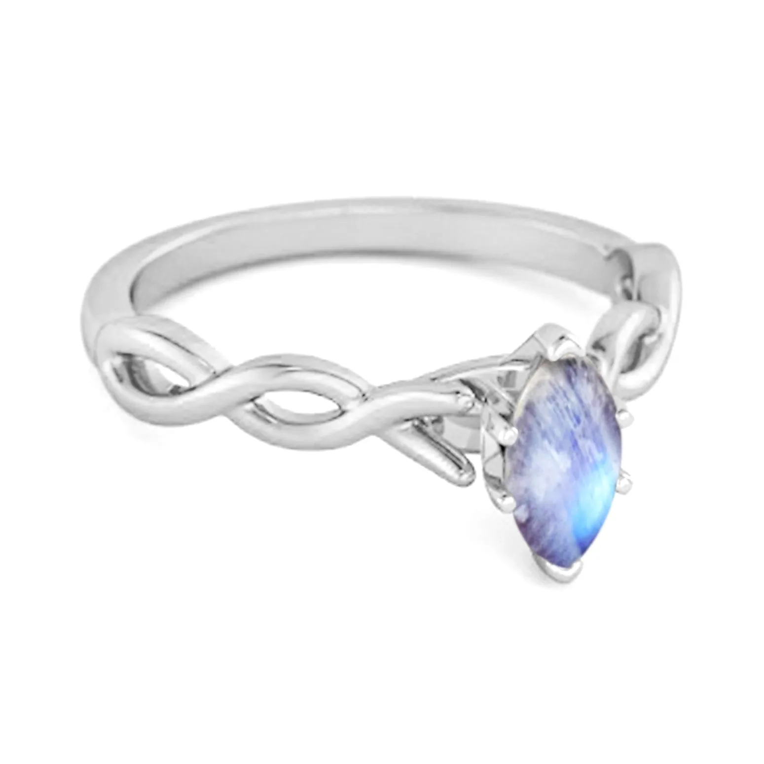 0.25 Ct Moonstone 925 Silver January Birthstone Engagement Ring