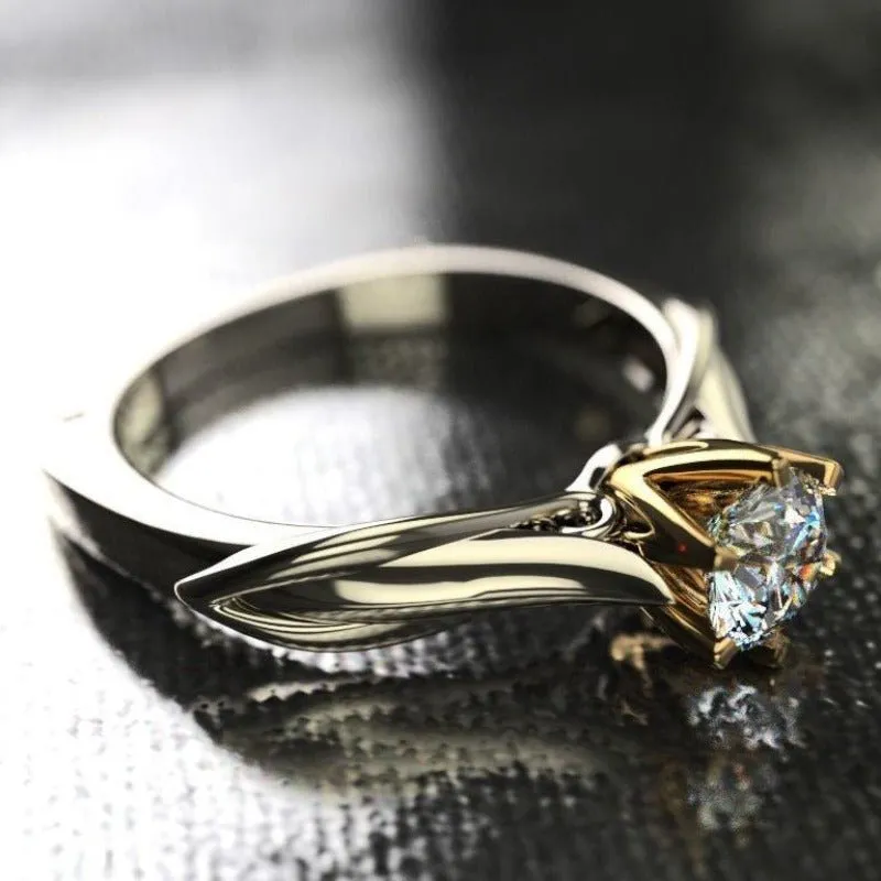 1 Ct Diamond 18K Gold Ring for Women Bridal Wedding Jewelry