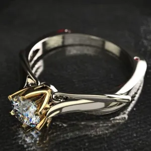 1 Ct Diamond 18K Gold Ring for Women Bridal Wedding Jewelry
