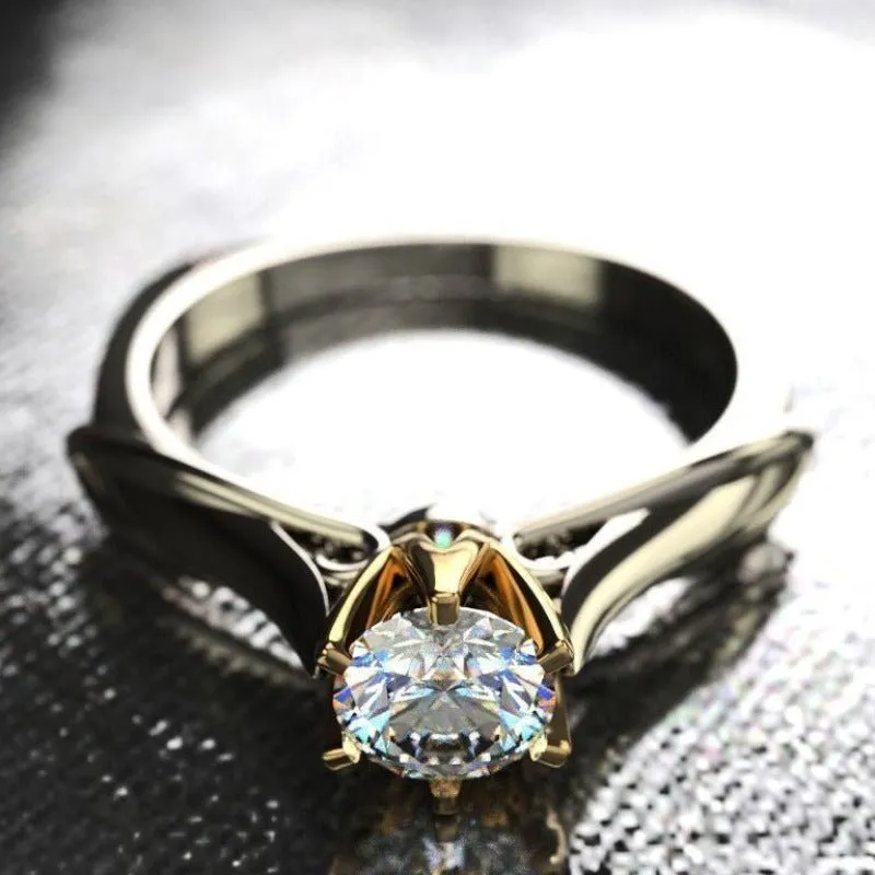 1 Ct Diamond 18K Gold Ring for Women Bridal Wedding Jewelry