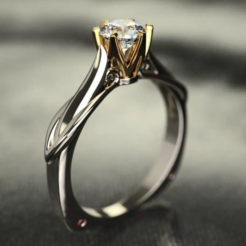 1 Ct Diamond 18K Gold Ring for Women Bridal Wedding Jewelry
