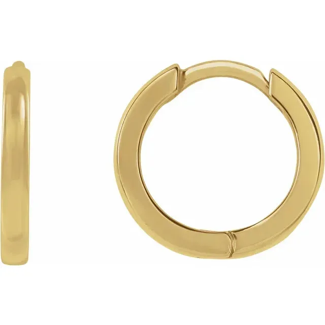 10 mm Yellow Gold Huggie Hoop Earrings