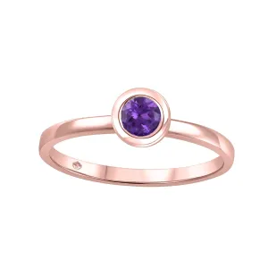 10K Bezel Set Amethyst (February) Birthstone Ring