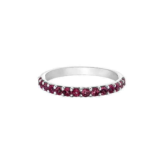 10K White Gold (July) Birthstone Created Ruby Stackable Ring