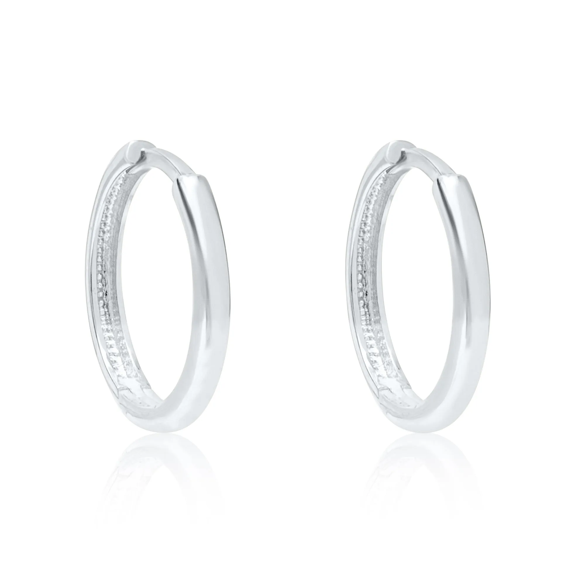 10K White, Yellow or Rose Gold (9mm) Huggie Earrings