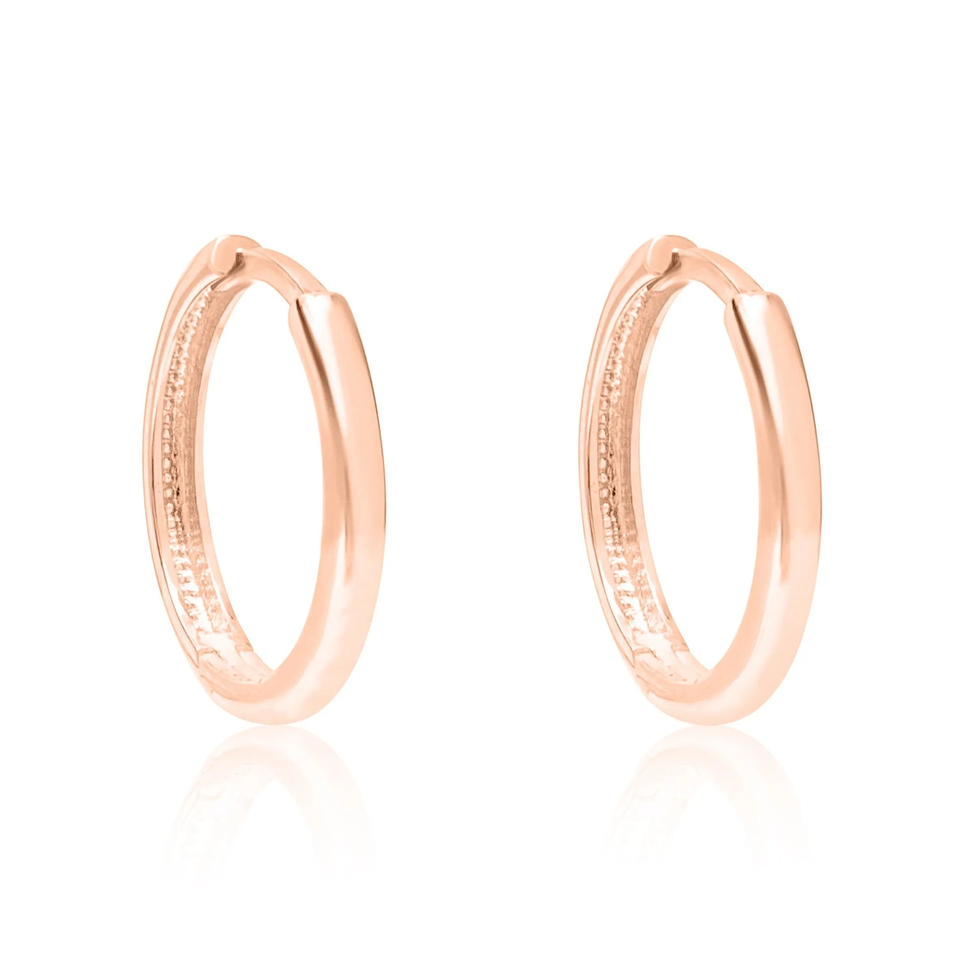 10K White, Yellow or Rose Gold (9mm) Huggie Earrings