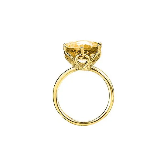 10K Yellow Gold (12mm) Round Citrine Ring
