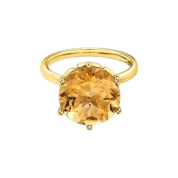 10K Yellow Gold (12mm) Round Citrine Ring