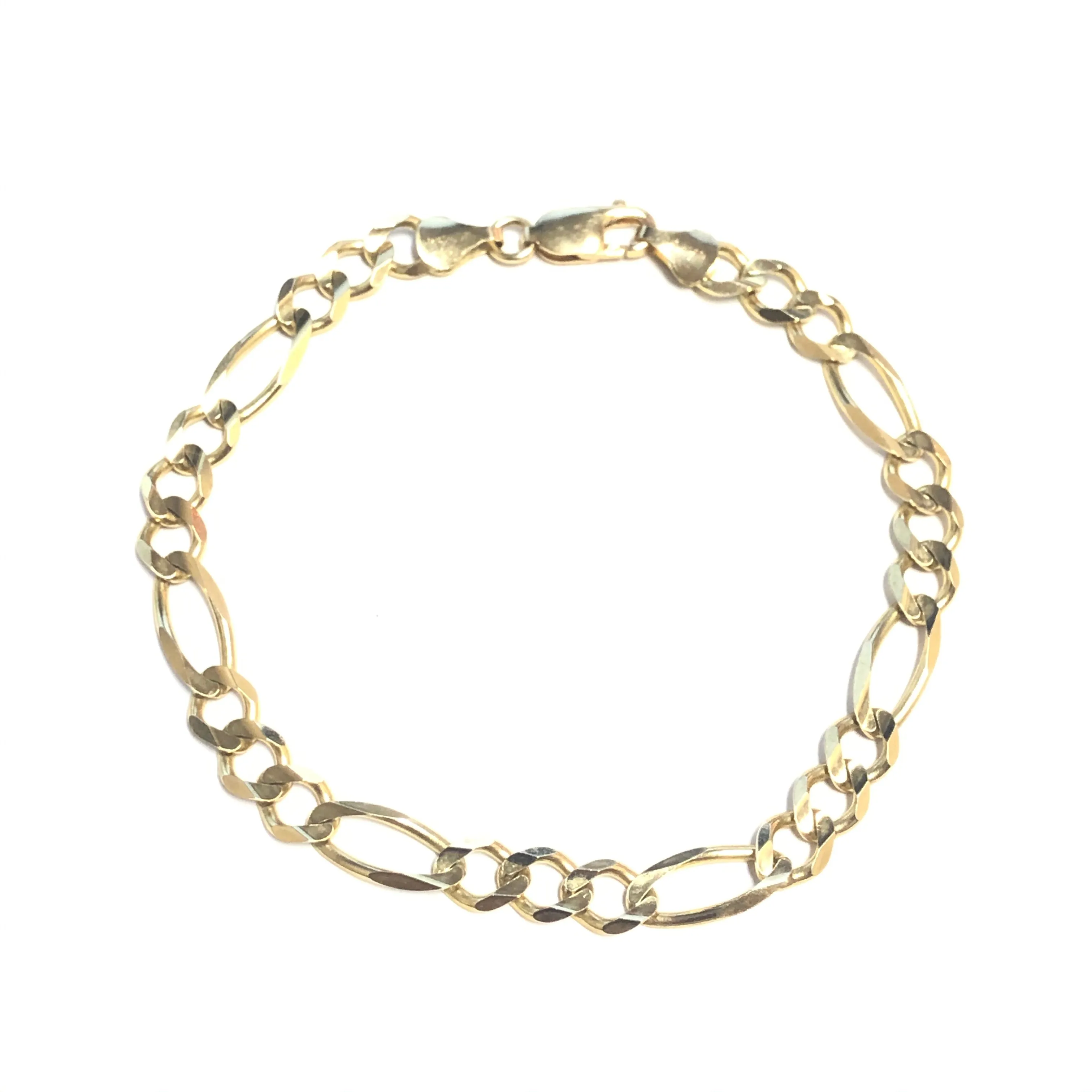 10K Yellow Gold  (6.7mm) Figaro Bracelet 8.5"