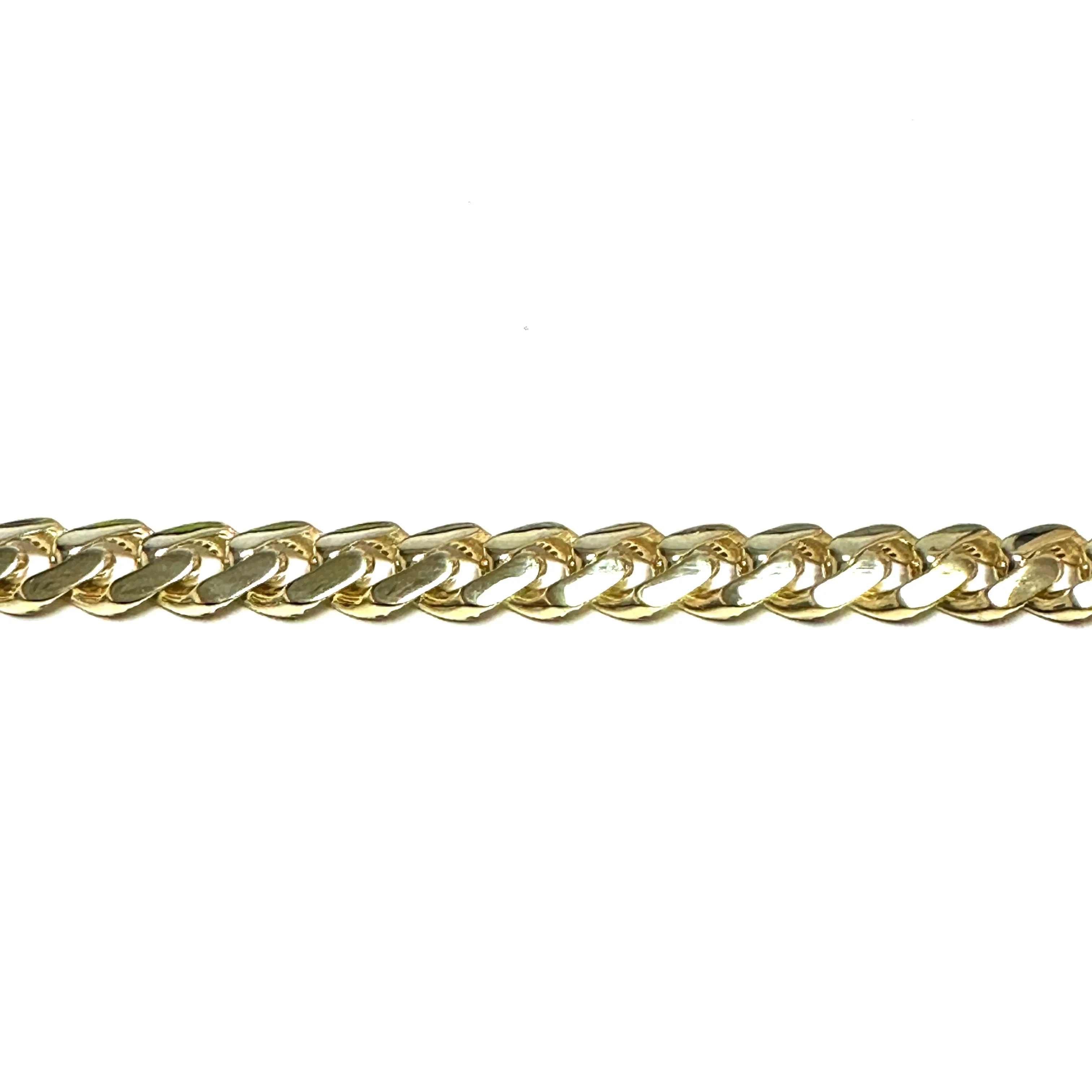 10K Yellow Gold (8.0mm) Monaco Chain Bracelet Pavé CZ Lock