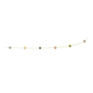 10K Yellow Gold Coloured Stone Station Bracelet
