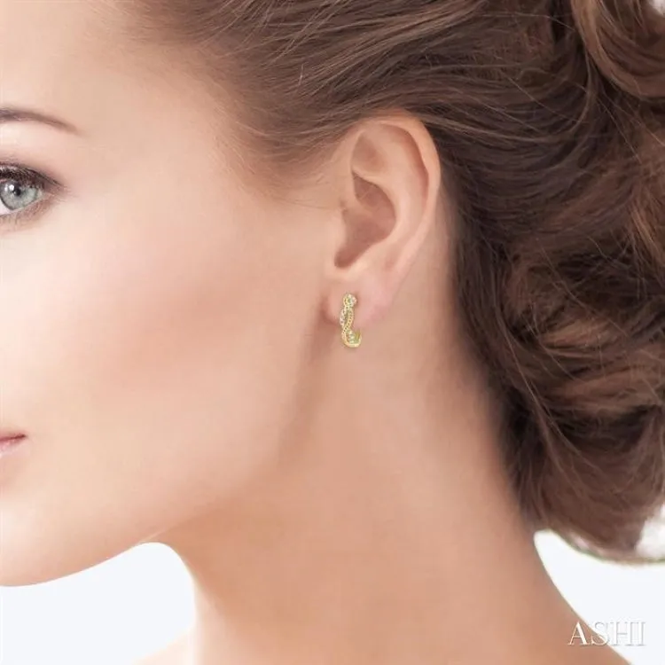 1/10 ctw Split & Twisted Rope and Round Cut Diamond Huggie Petite Earrings in 14K Yellow Gold