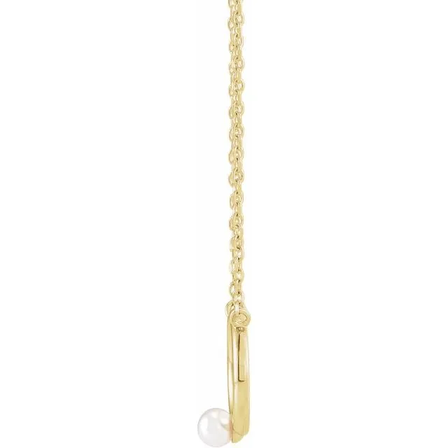 14K Gold Cultured Pearl Circle 18" Necklace