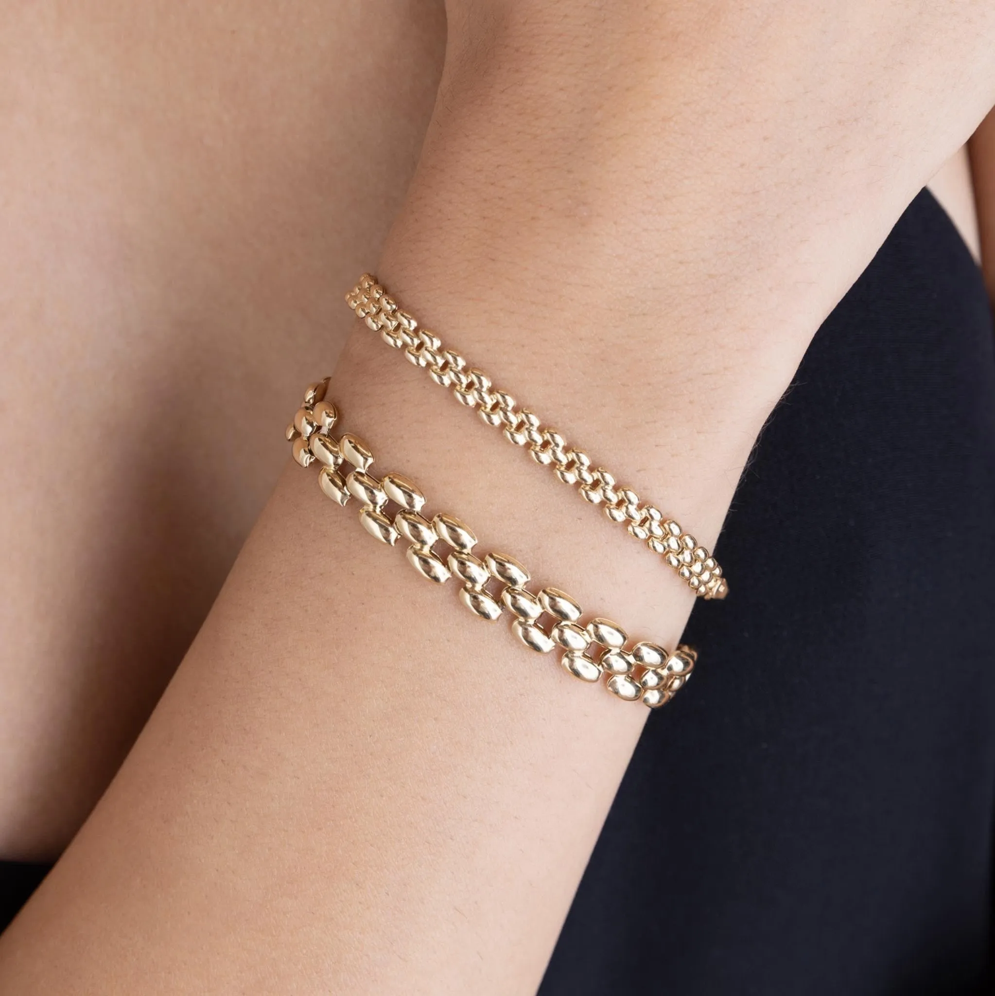 14K Gold Medium Panther Chain Bracelet