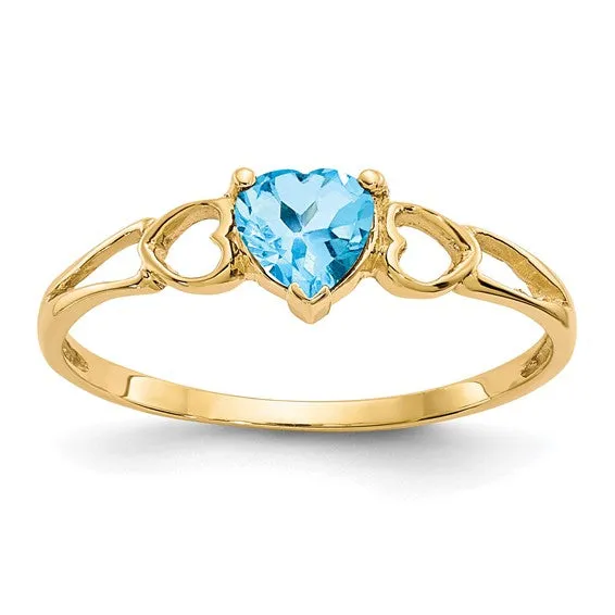 14k or 10k Gold Genuine Heart Petite Birthstone Rings