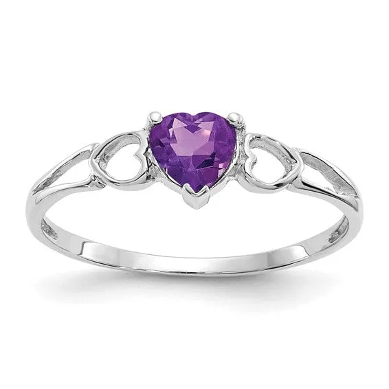 14k or 10k Gold Genuine Heart Petite Birthstone Rings