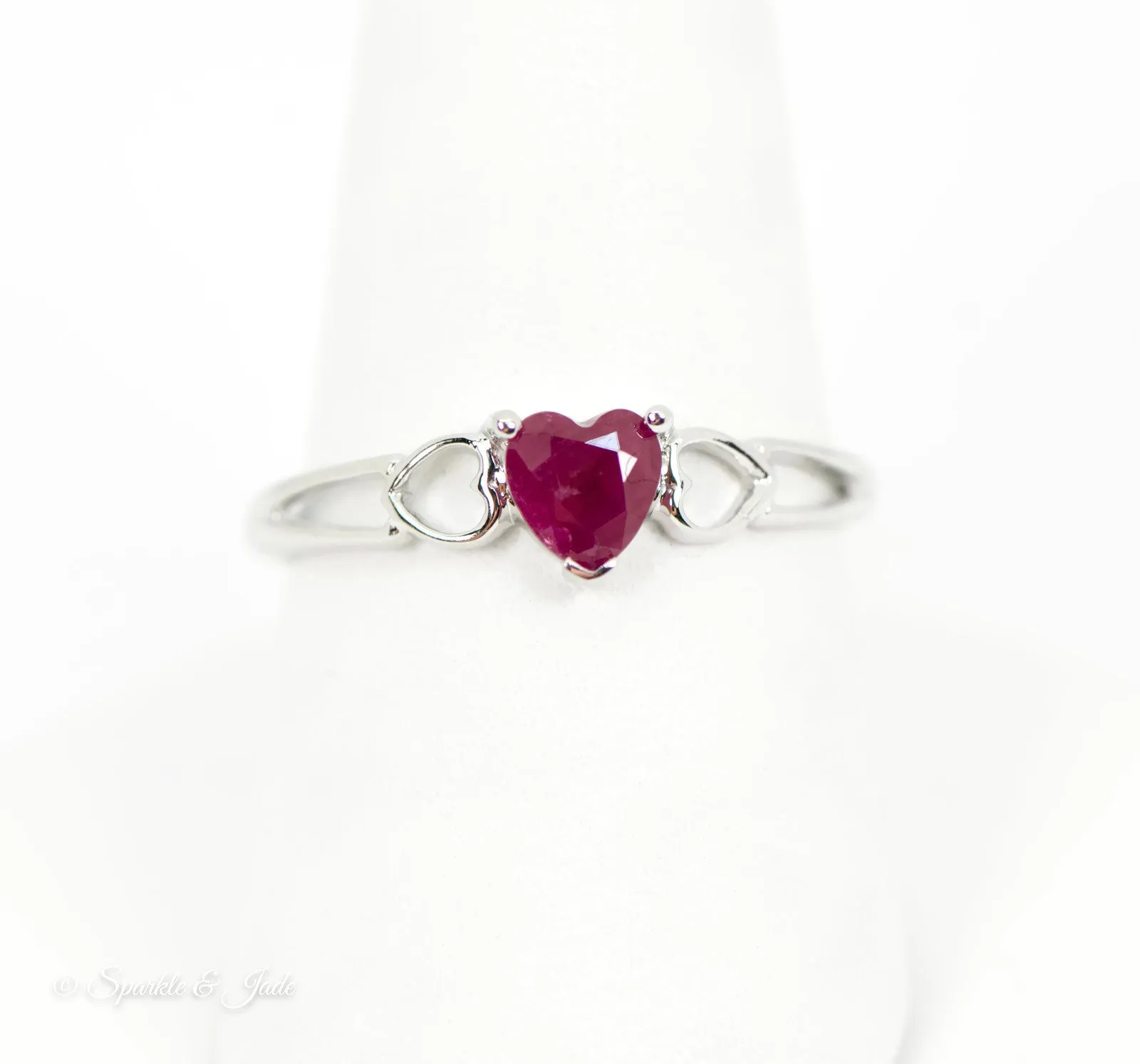 14k or 10k Gold Genuine Heart Petite Birthstone Rings