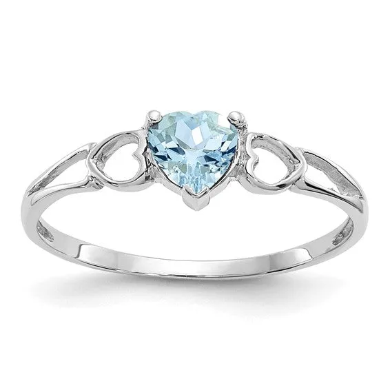 14k or 10k Gold Genuine Heart Petite Birthstone Rings