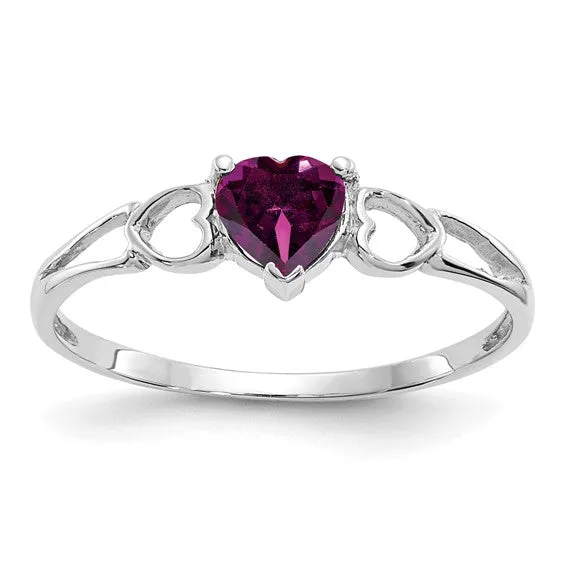 14k or 10k Gold Genuine Heart Petite Birthstone Rings