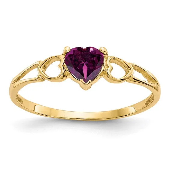 14k or 10k Gold Genuine Heart Petite Birthstone Rings