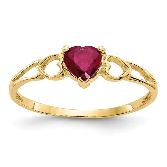 14k or 10k Gold Genuine Heart Petite Birthstone Rings