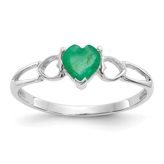 14k or 10k Gold Genuine Heart Petite Birthstone Rings
