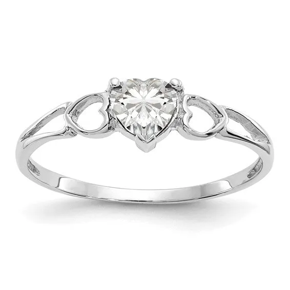 14k or 10k Gold Genuine Heart Petite Birthstone Rings