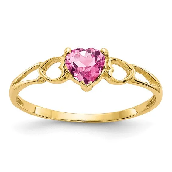 14k or 10k Gold Genuine Heart Petite Birthstone Rings