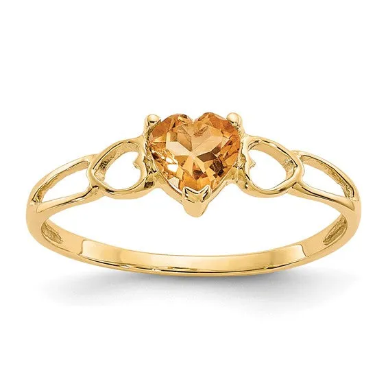 14k or 10k Gold Genuine Heart Petite Birthstone Rings