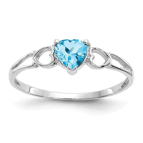14k or 10k Gold Genuine Heart Petite Birthstone Rings