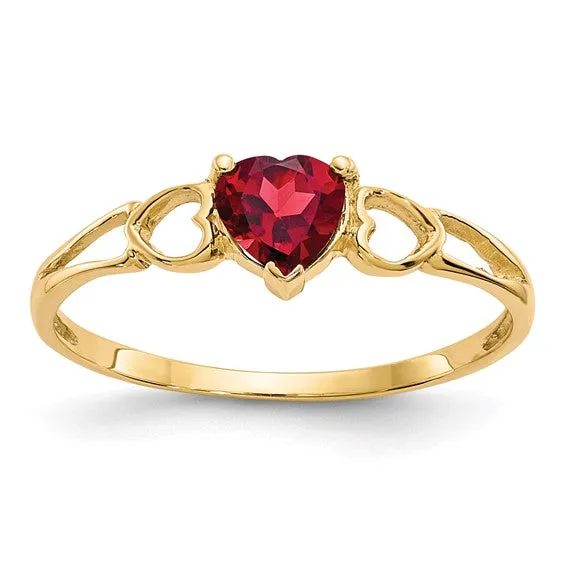 14k or 10k Gold Genuine Heart Petite Birthstone Rings