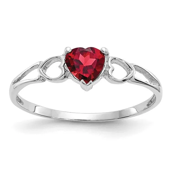 14k or 10k Gold Genuine Heart Petite Birthstone Rings