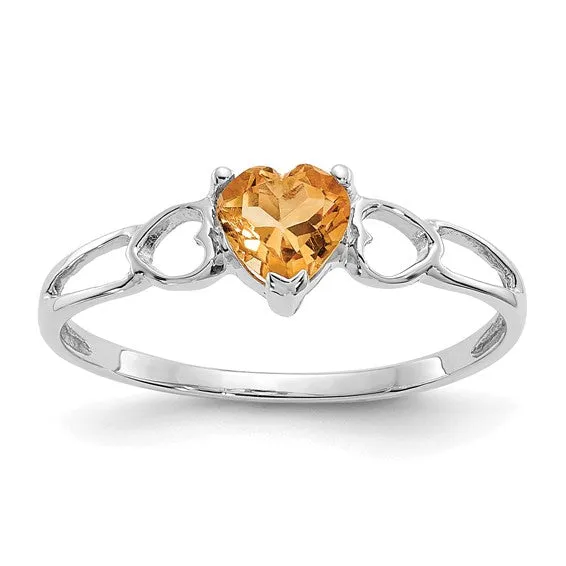 14k or 10k Gold Genuine Heart Petite Birthstone Rings