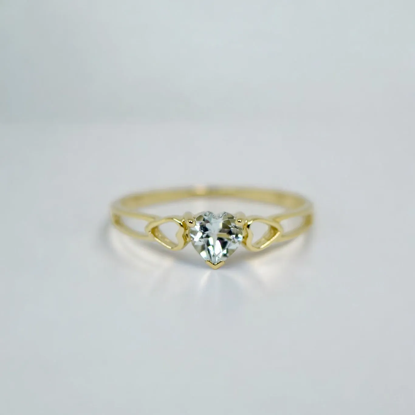14k or 10k Gold Genuine Heart Petite Birthstone Rings