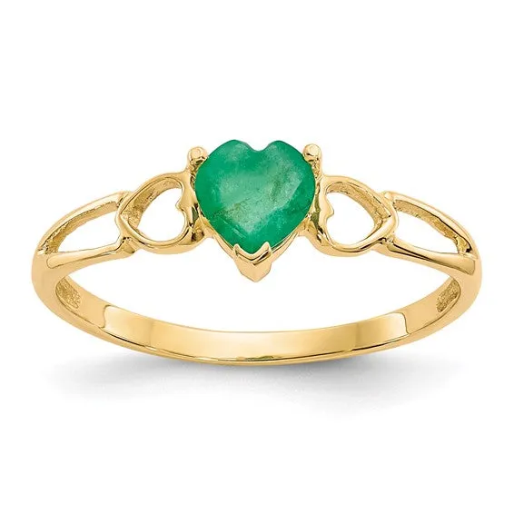 14k or 10k Gold Genuine Heart Petite Birthstone Rings