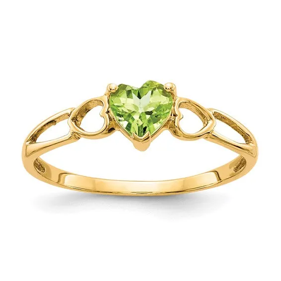 14k or 10k Gold Genuine Heart Petite Birthstone Rings
