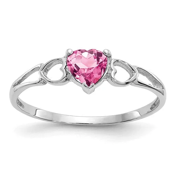 14k or 10k Gold Genuine Heart Petite Birthstone Rings