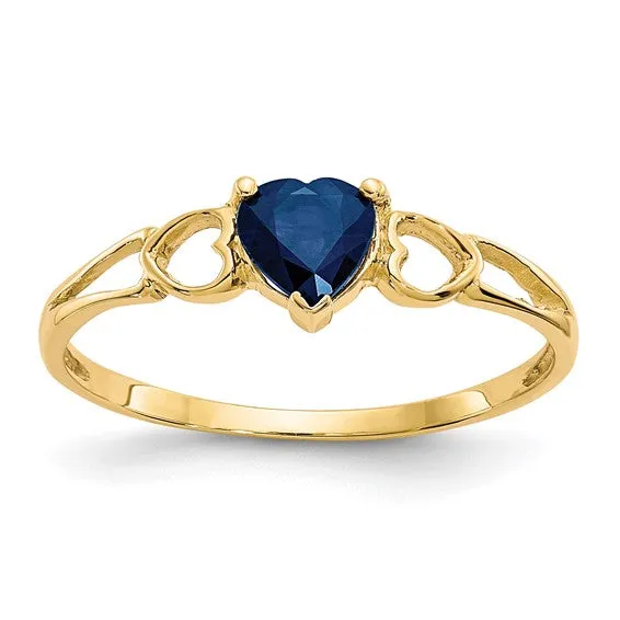 14k or 10k Gold Genuine Heart Petite Birthstone Rings