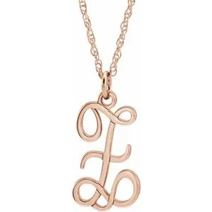 14K Rose Script Initial Z 16-18" Necklace