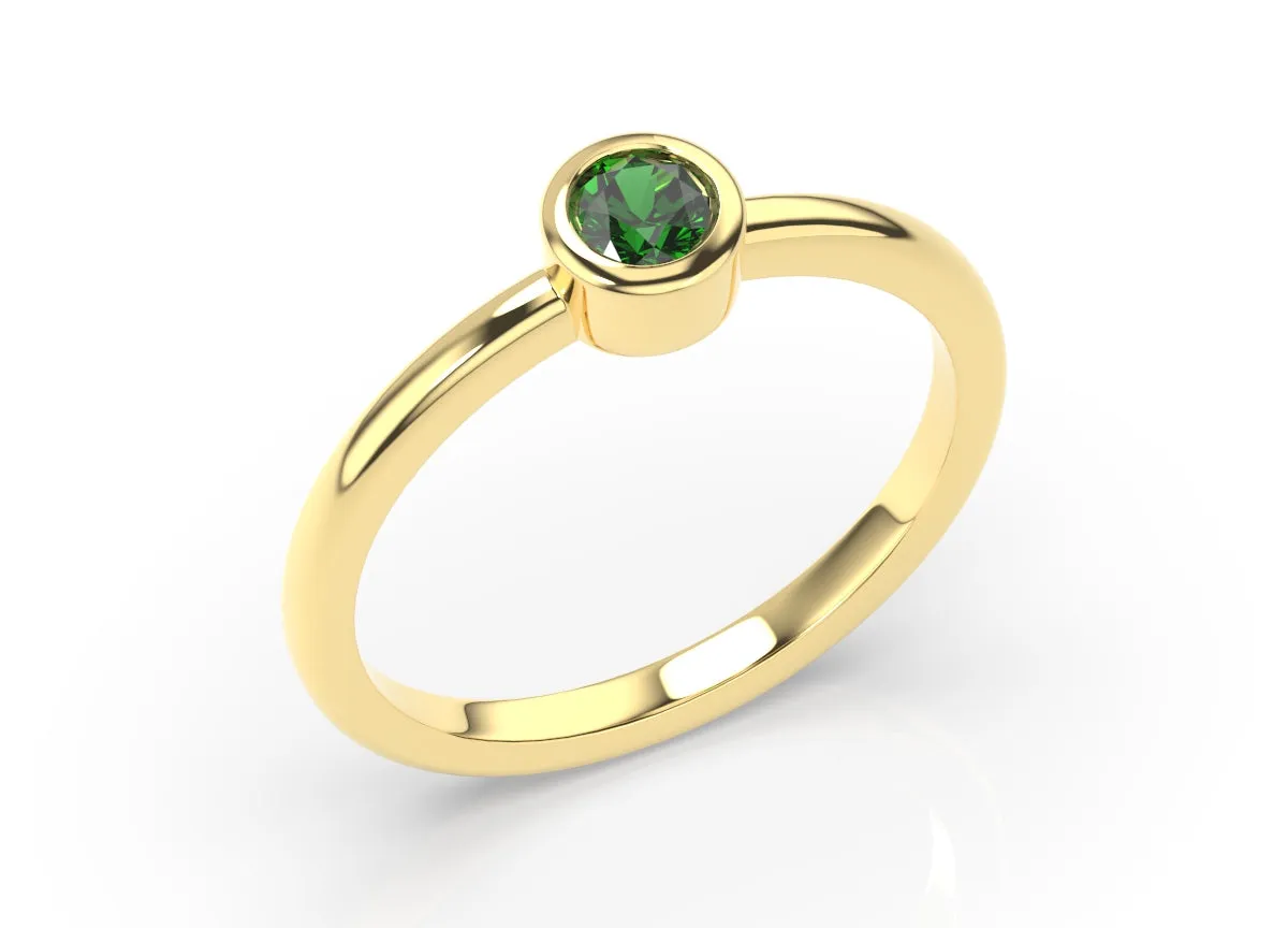 14K Single Bezel Ring