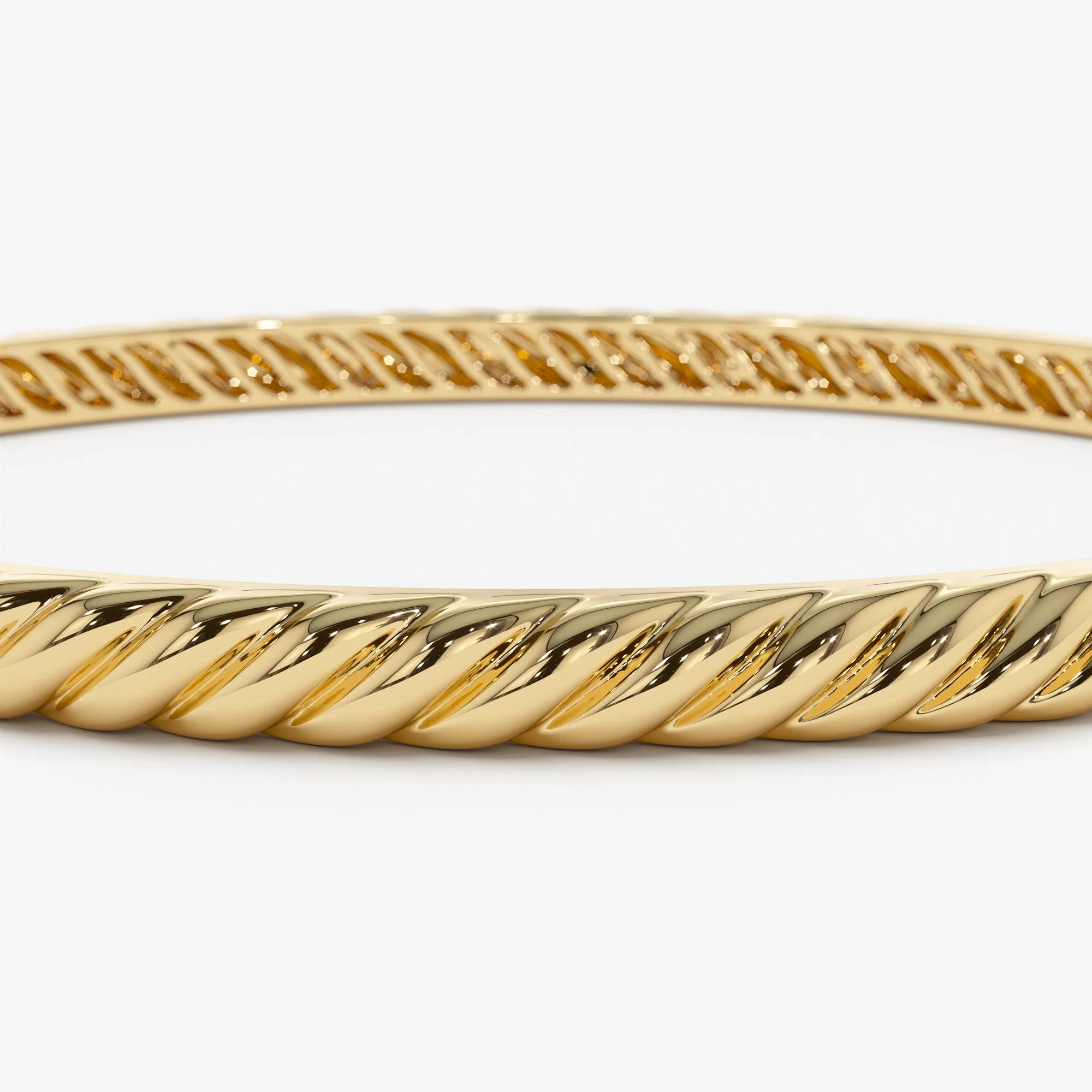 14K Twist Rope Dainty Cable Bangle
