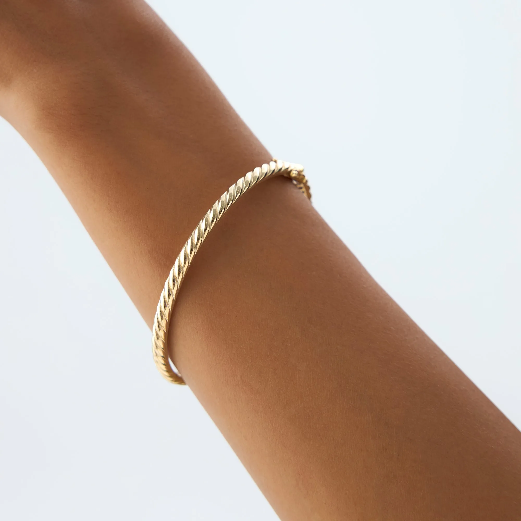 14K Twist Rope Dainty Cable Bangle