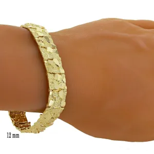 14k Yellow Gold Nugget Bracelet Adjustable 8-8.5" 12mm 32.5 grams