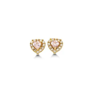 14K Yellow Gold (October) Birthstone Baby CZ Heart Stud Earrings