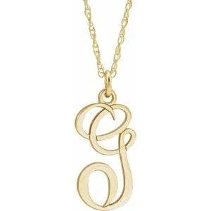 14K Yellow Gold-Plated Sterling Silver Script Initial G 16-18" Necklace