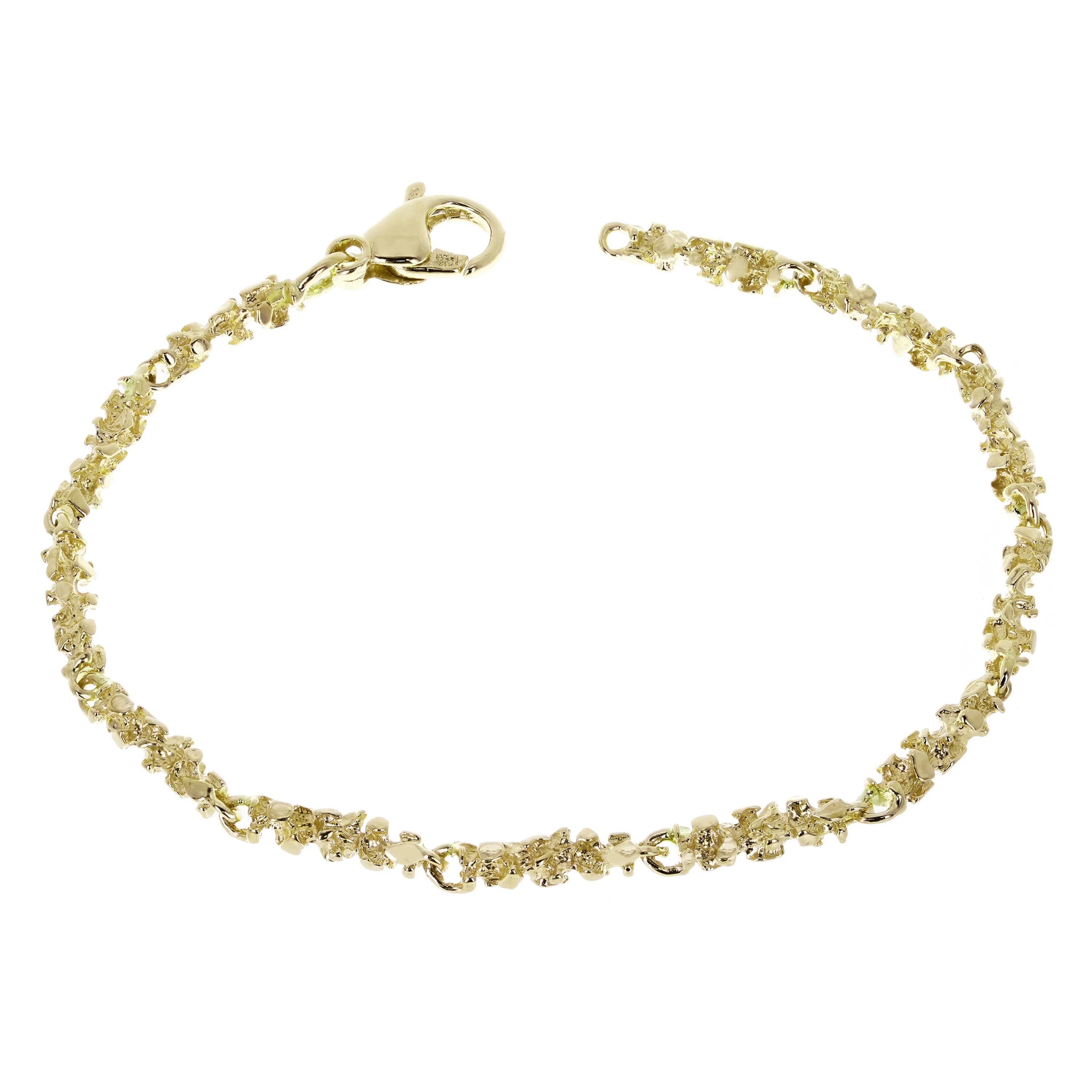 14k Yellow White or Rose Gold Nugget Bracelet 7"