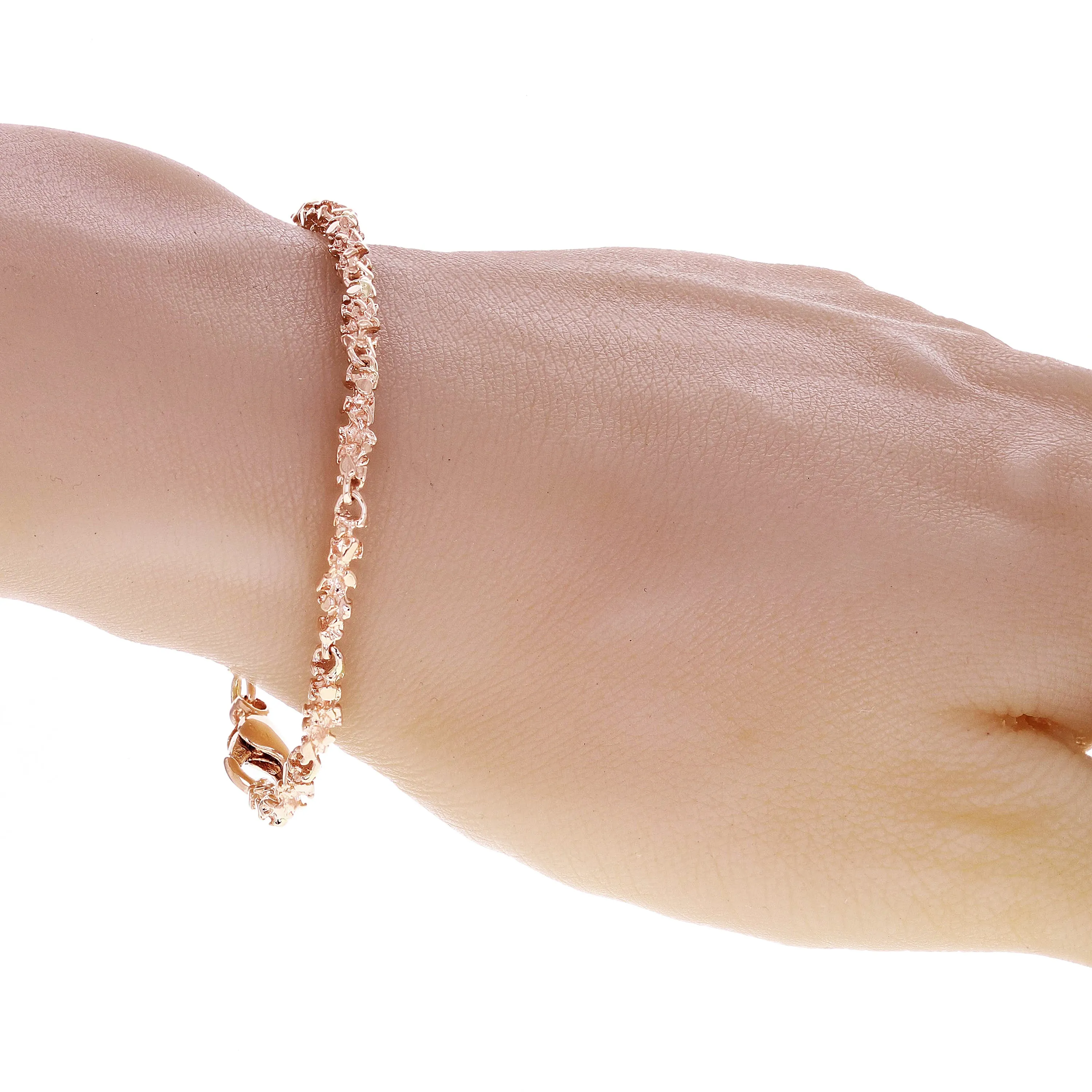 14k Yellow White or Rose Gold Nugget Bracelet 7"